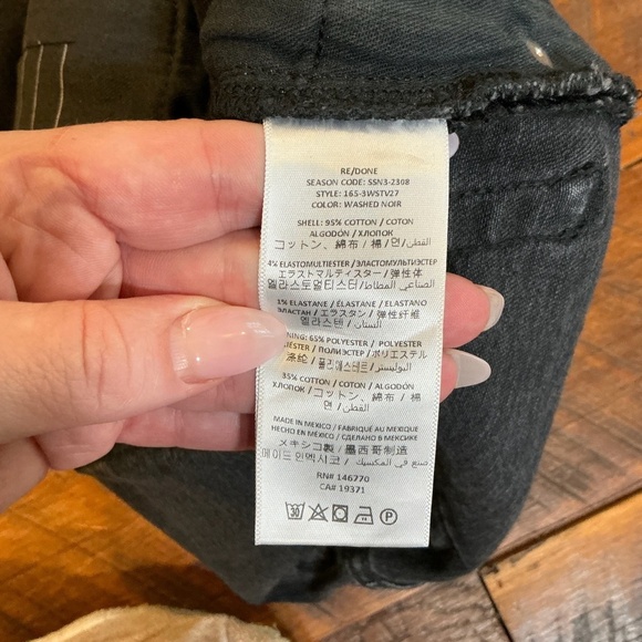 RE/DONE Comfort Stretch High Rise Stove Pipe Jeans Washed Noir Black Size 27 - Picture 7 of 16